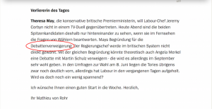 oder auch: Die Debatte unterbleibT.