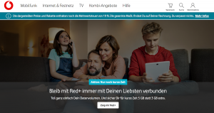 Die Startseite von Vodafone bringt ein Beispiel zum Duzen
