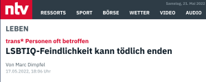 Bildschirmfoto der Schreibung trans*Personen